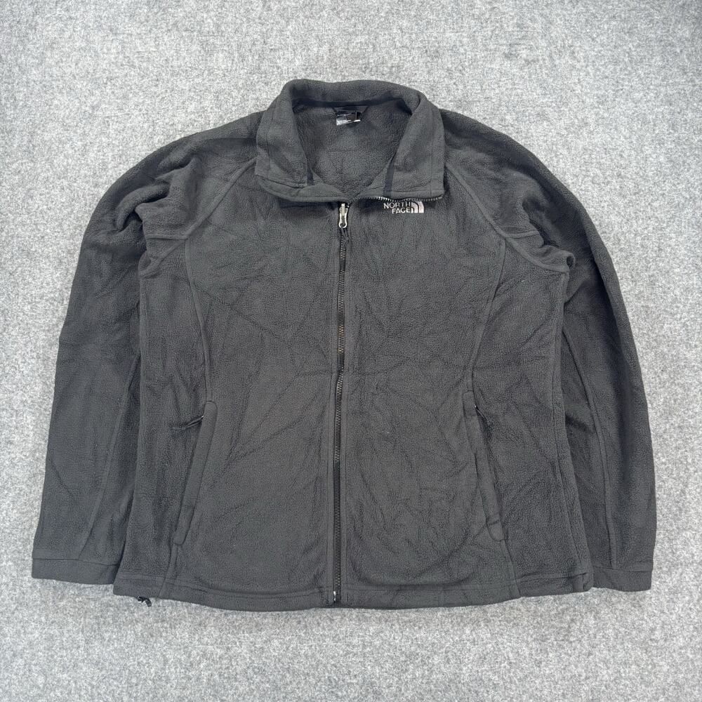 The North Face Fleece Jacket Womens XL Black Full Zip Coat Mock Neck F15